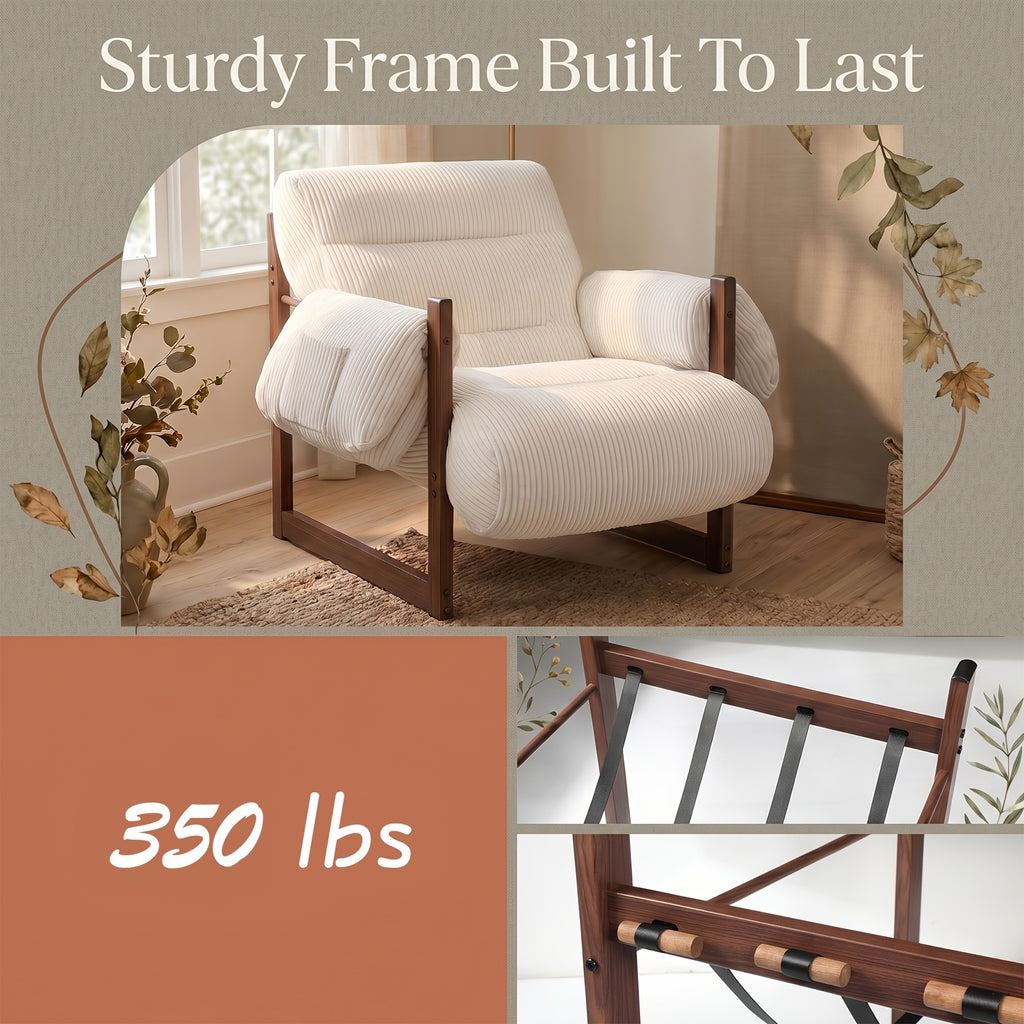 full body support accent chair armrest storage pockets wood - Temu