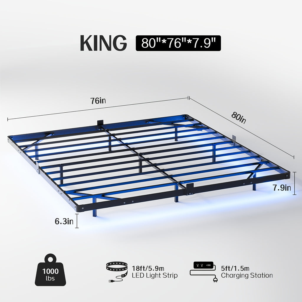 bed frame floats   led lighting a charging station - Temu