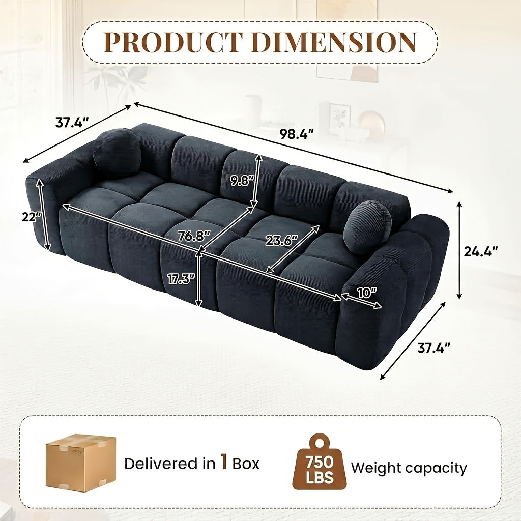 98 4 inch boneless sofa couch 2 pillows extra deep seats - Temu