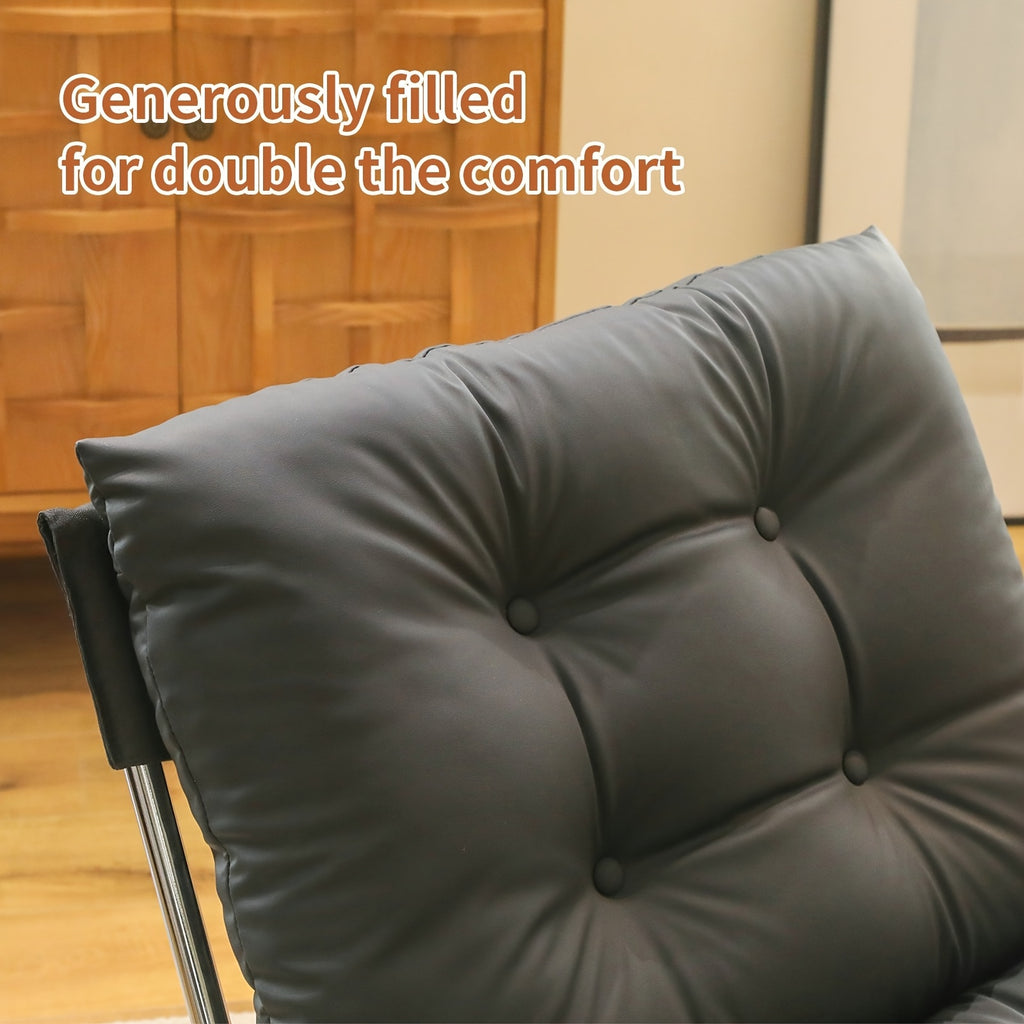 faux leather accent chair chrome metal legs armless modern - Temu