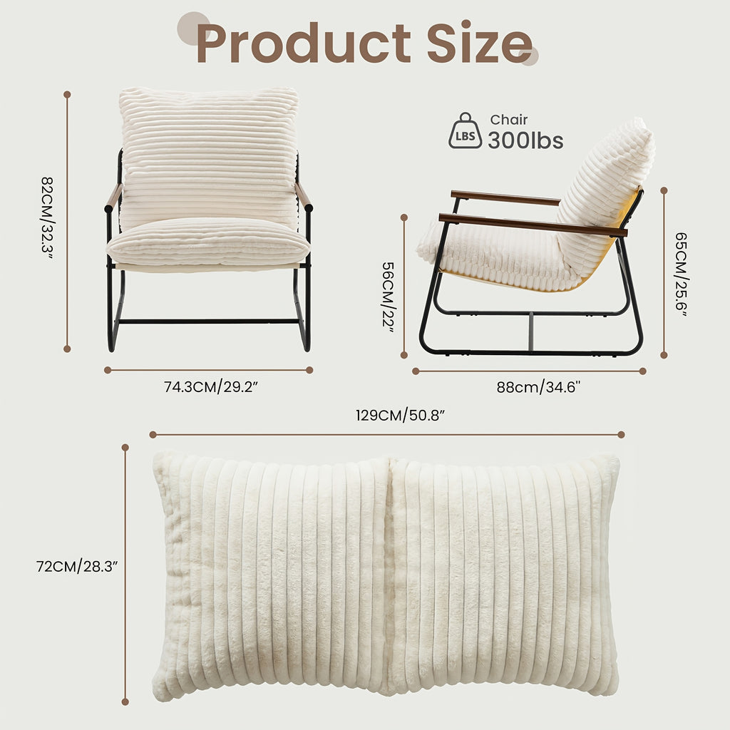 armchair wood armrests oversized corduroy lazy - Temu