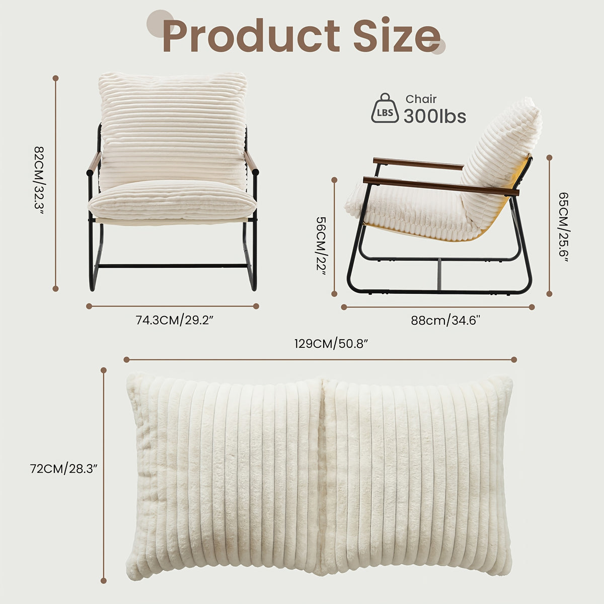 armchair wood armrests oversized corduroy lazy - Temu