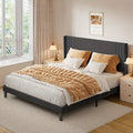 extra large king size bed frame wingback headboard sturdy - Temu