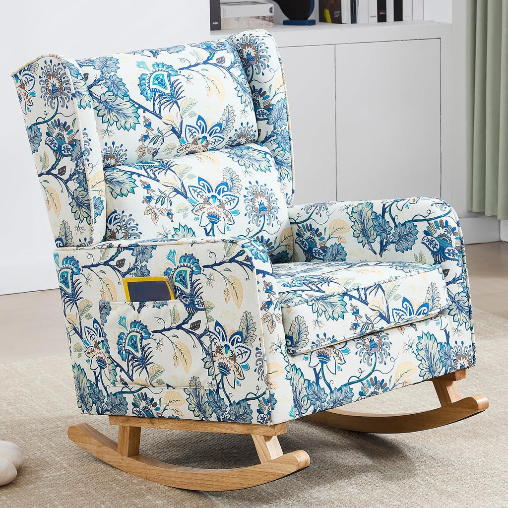 solid wood rocking chair 30 gentle rocking breathable fabric - Temu