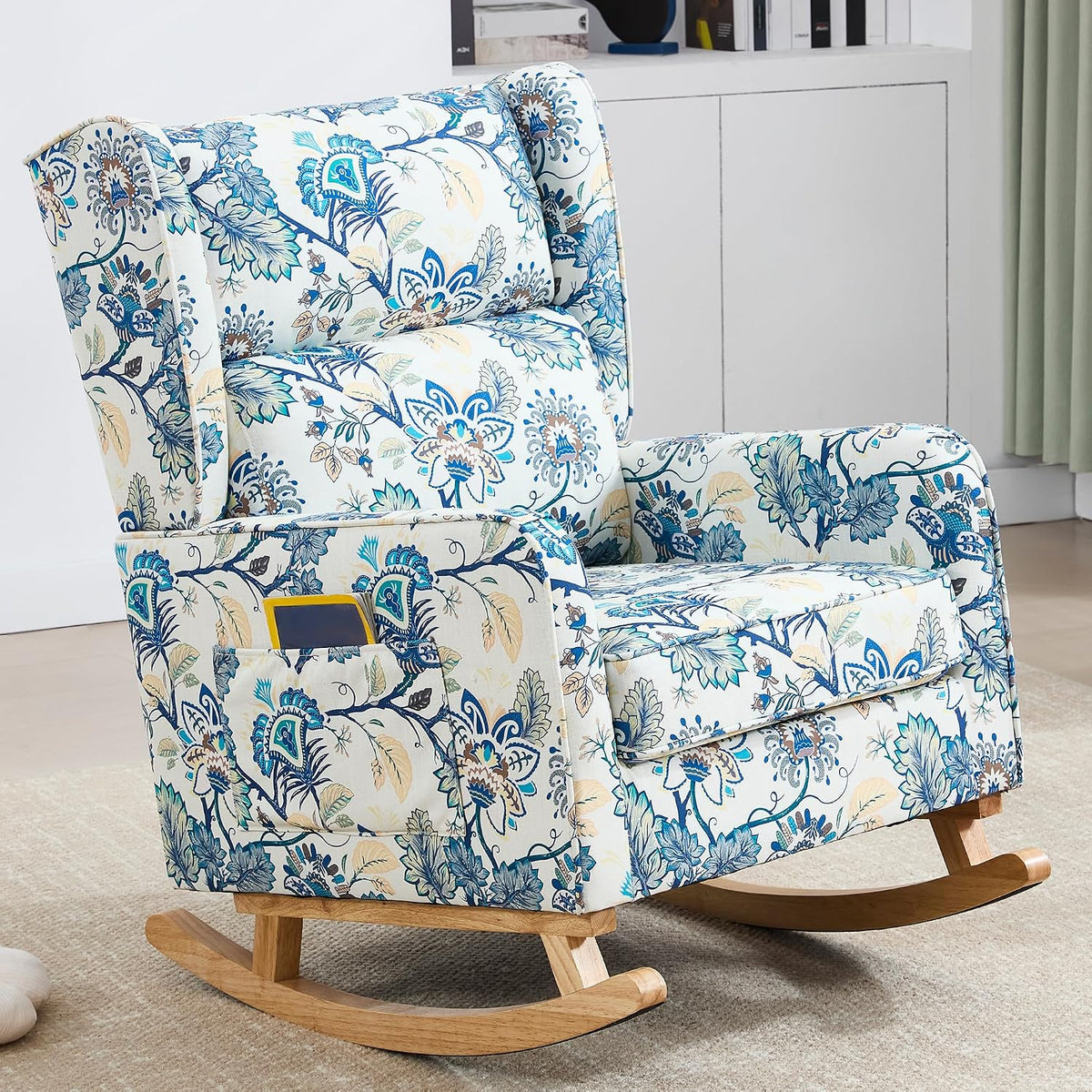 solid wood rocking chair 30 gentle rocking breathable fabric - Temu