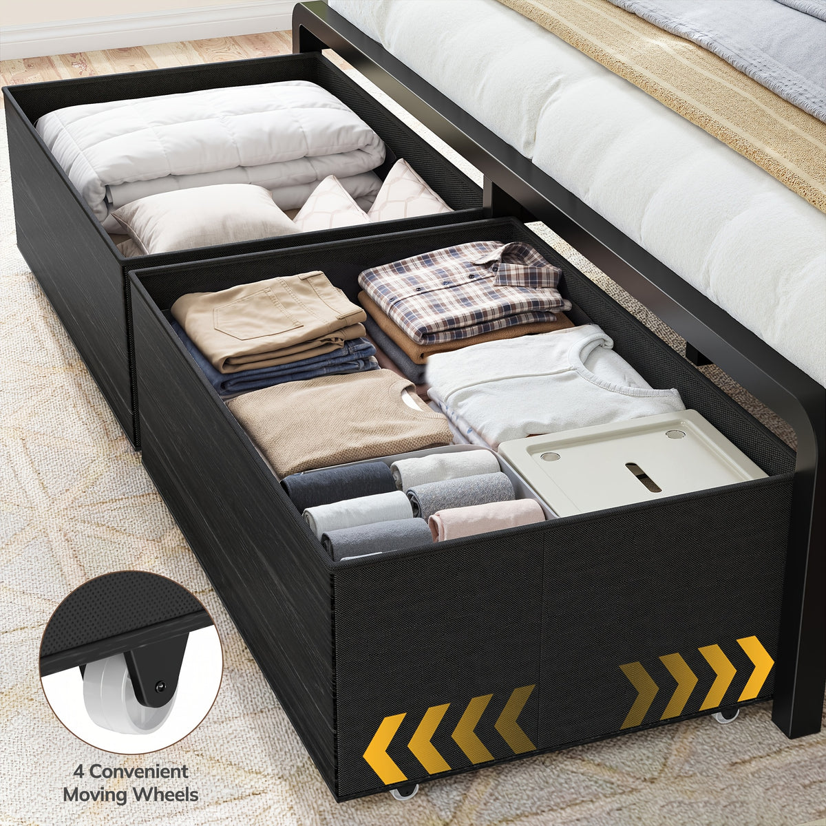 reinforced metal storage bed frame king queen full 8 9 - Temu