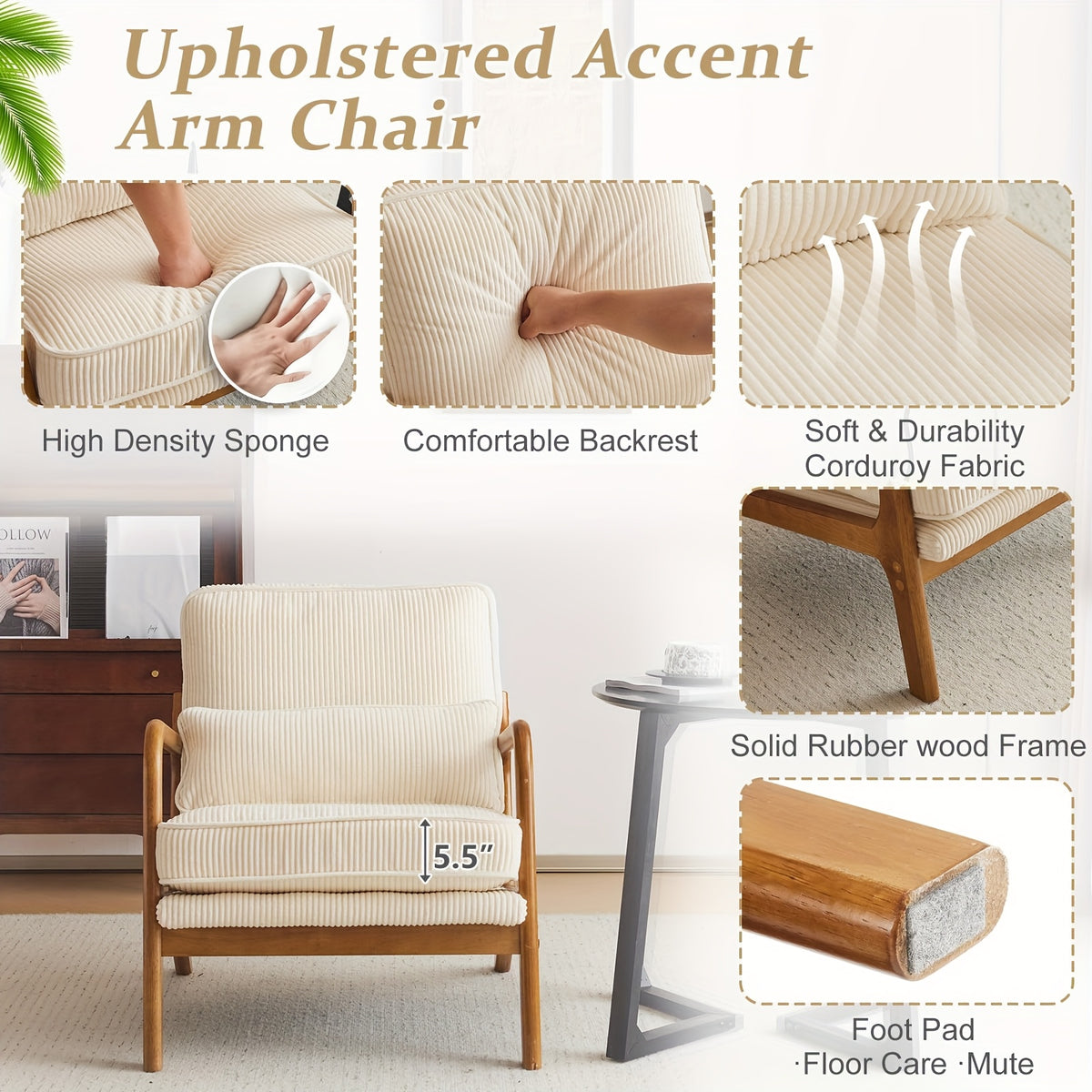 corduroy accent chair   century - Temu