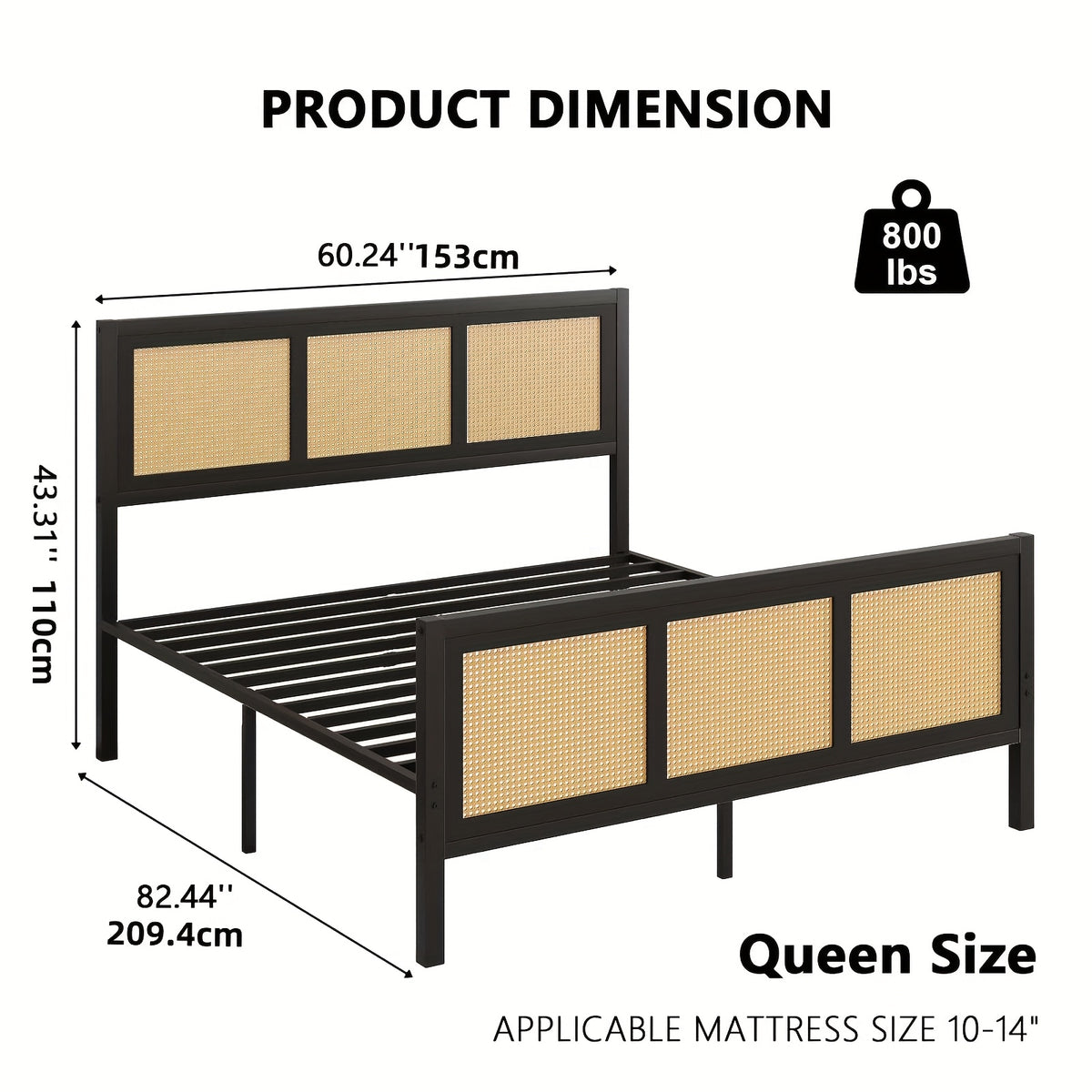 full queen king boho king bed frame headboard metal platform - Temu