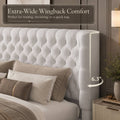 king size modern upholstered bed frame tall tufted - Temu