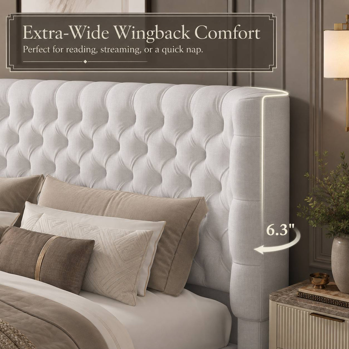 king size modern upholstered bed frame tall tufted - Temu