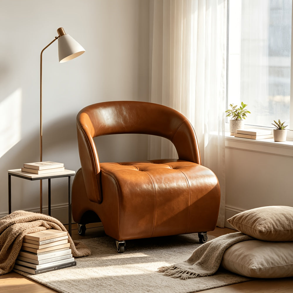 mobile universal wheel leather living room single chair home - Temu