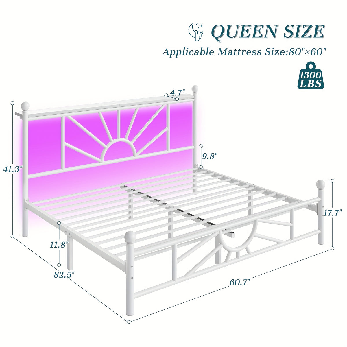 twin full queen metal bed frames led lights strong metal - Temu