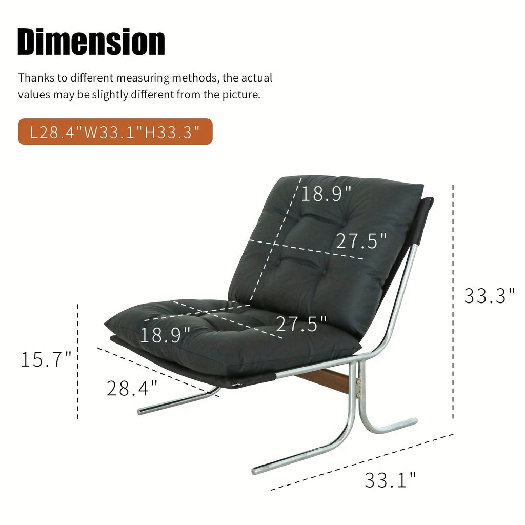 faux leather accent chair chrome metal legs armless modern - Temu