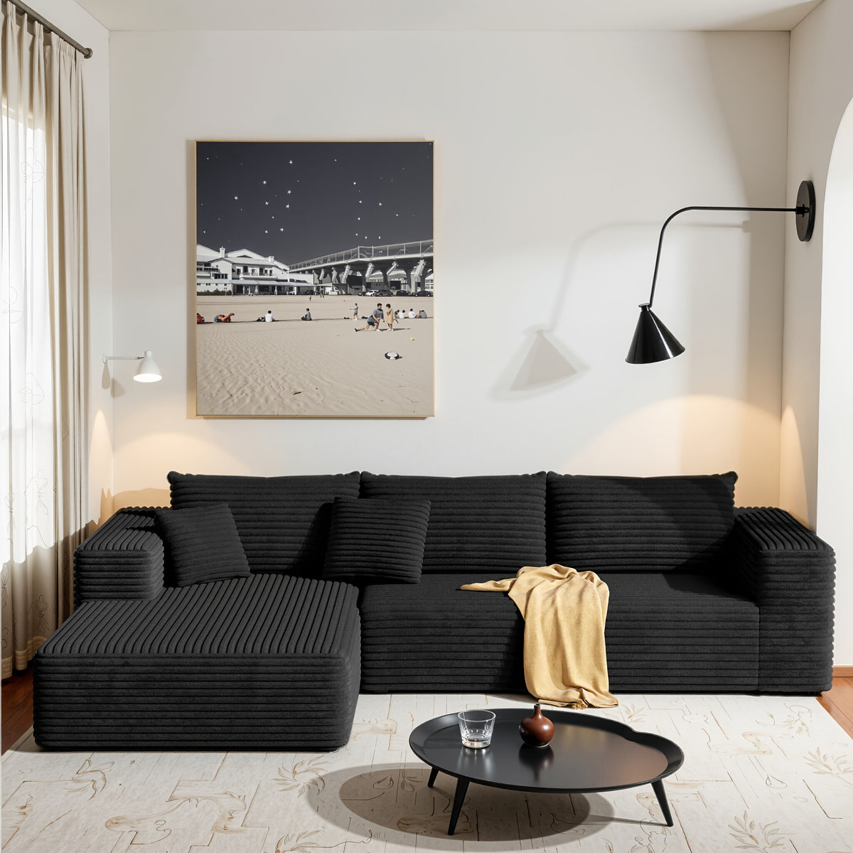 u l shaped corduroy modular sectional sofa bed vacuum - Temu