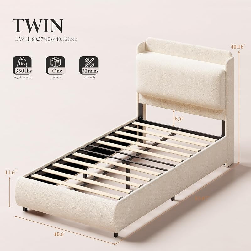 bedroom bed frame recessed shelf platform bed headboard - Temu