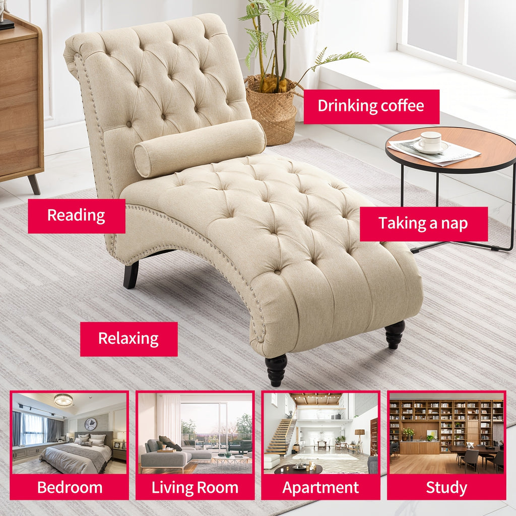 gorgeous chaise lounge chair button tufted support pillow - Temu