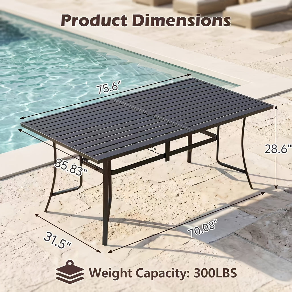 35 8 63 75 6 rectangular metal outdoor dining table weather - Temu