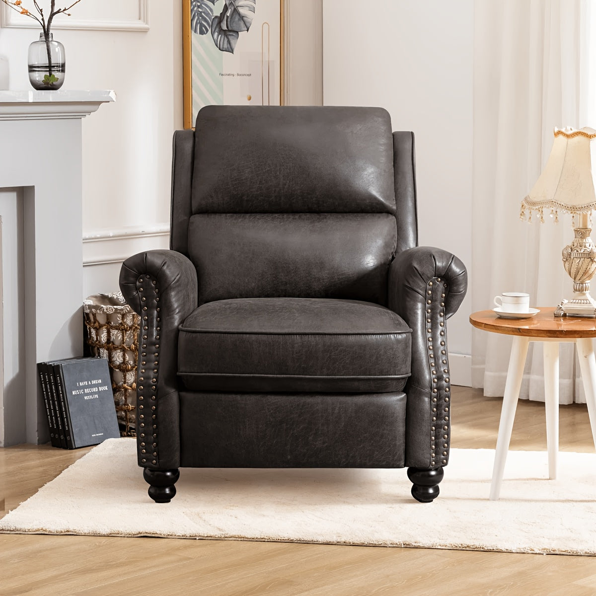 recliner chair faux leather armchair push back - Temu