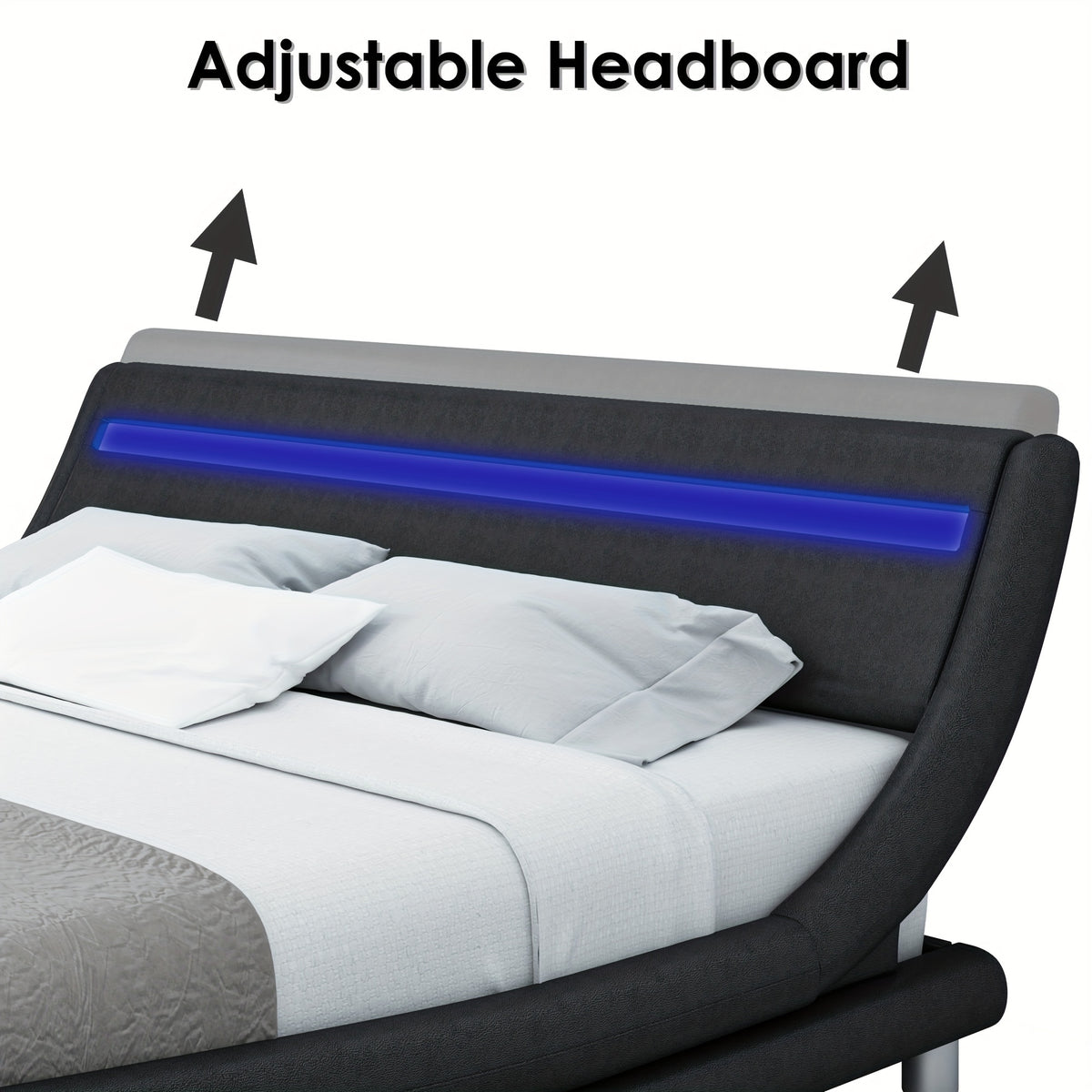 modern upholstered led bed frame adjustable headboard   - Temu