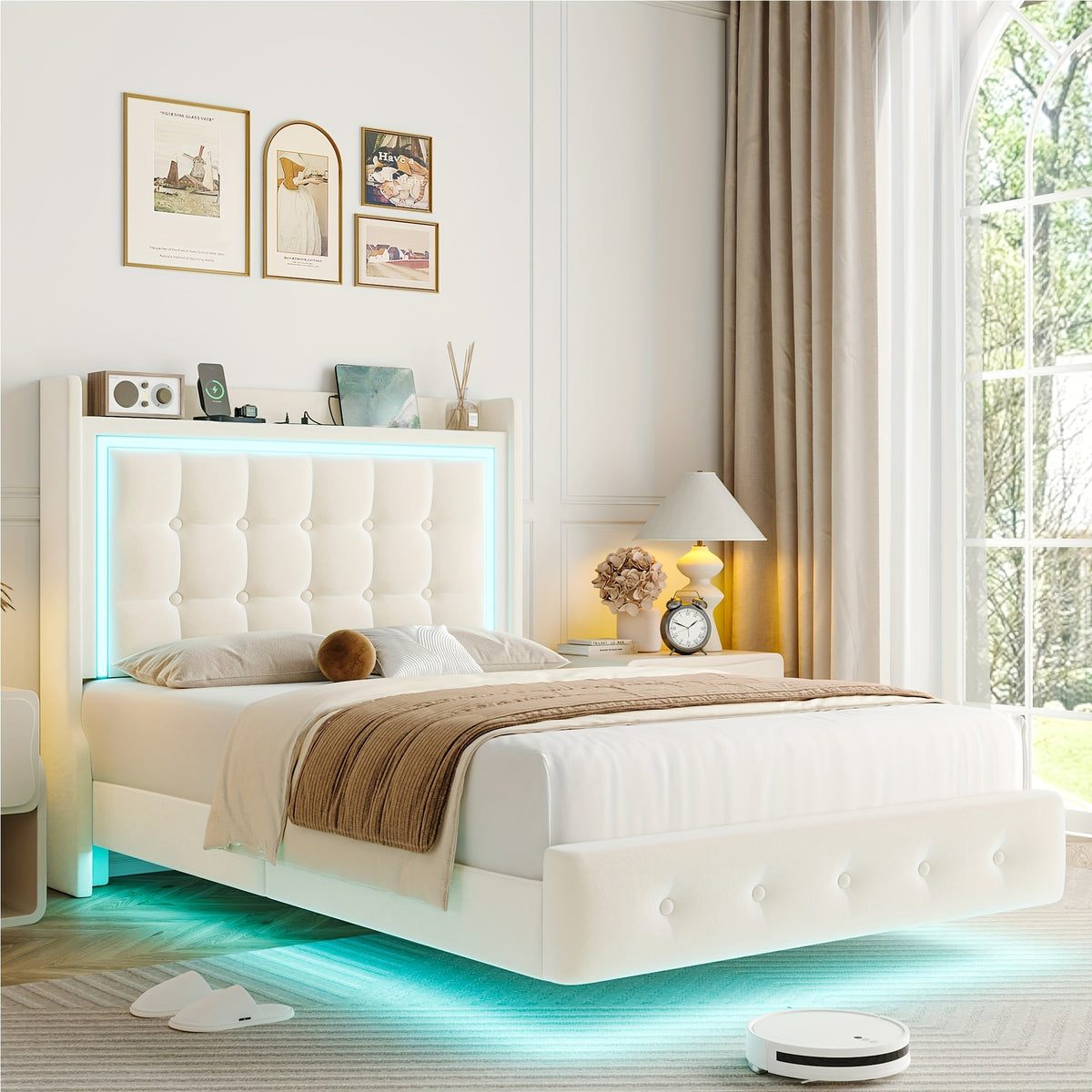 floating bed frame charging station type c usb ports - Temu
