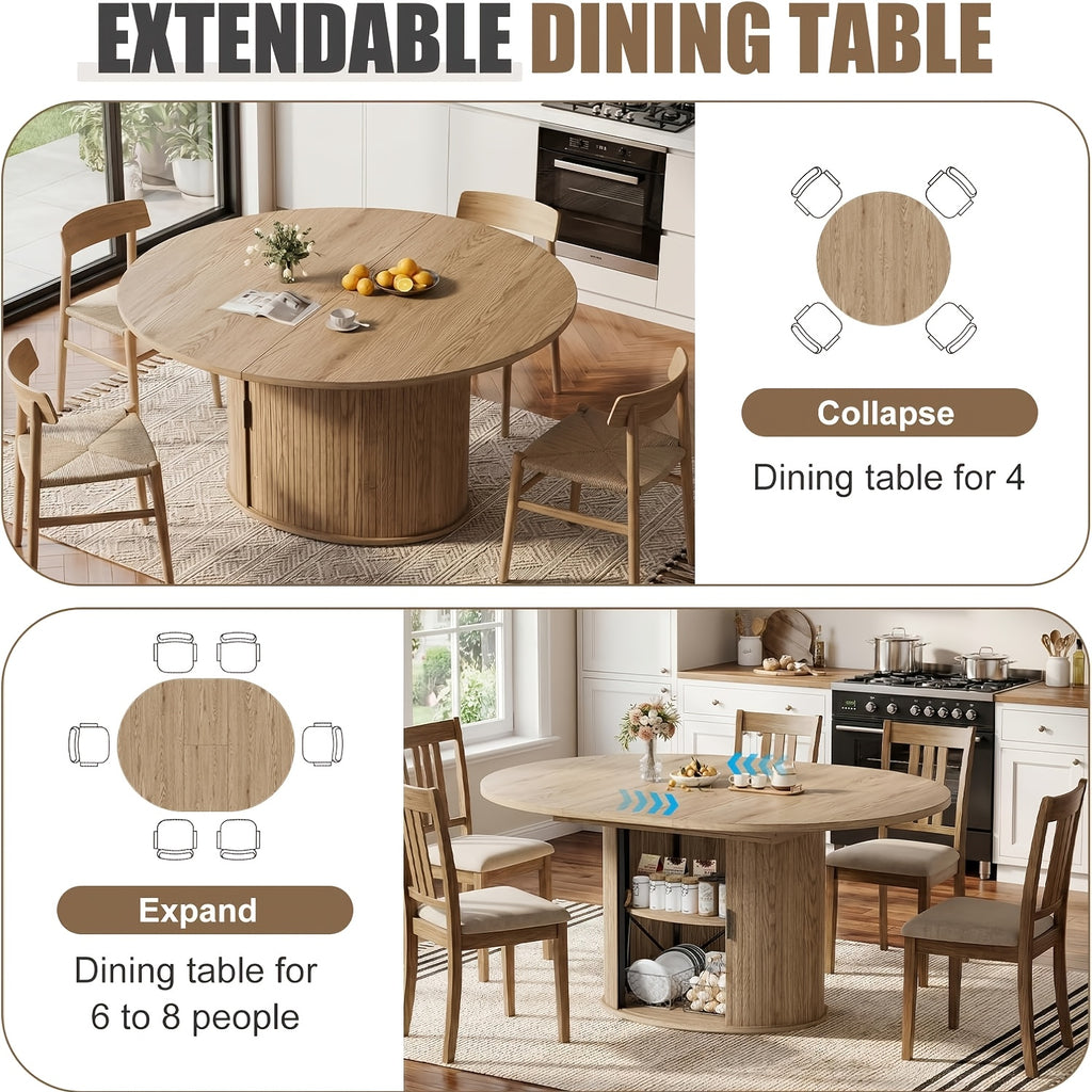 43in 59in extendable round dining table suitable 4 6 people - Temu