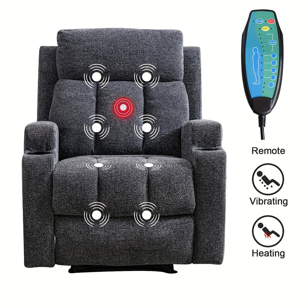 manual recliner chair massage heat soft fabric   - Temu