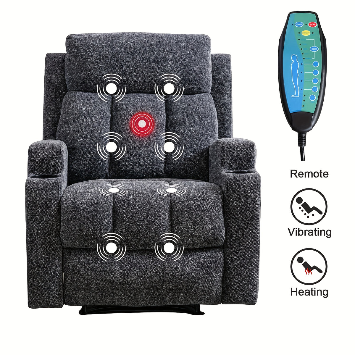manual recliner chair massage heat soft fabric   - Temu