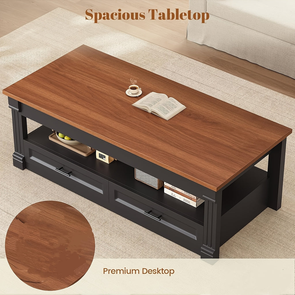 lift top coffee table 2 storage drawers hidden compartment - Temu