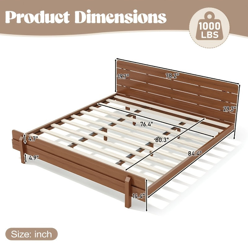 king size bed frame stylish headboard reinforced - Temu