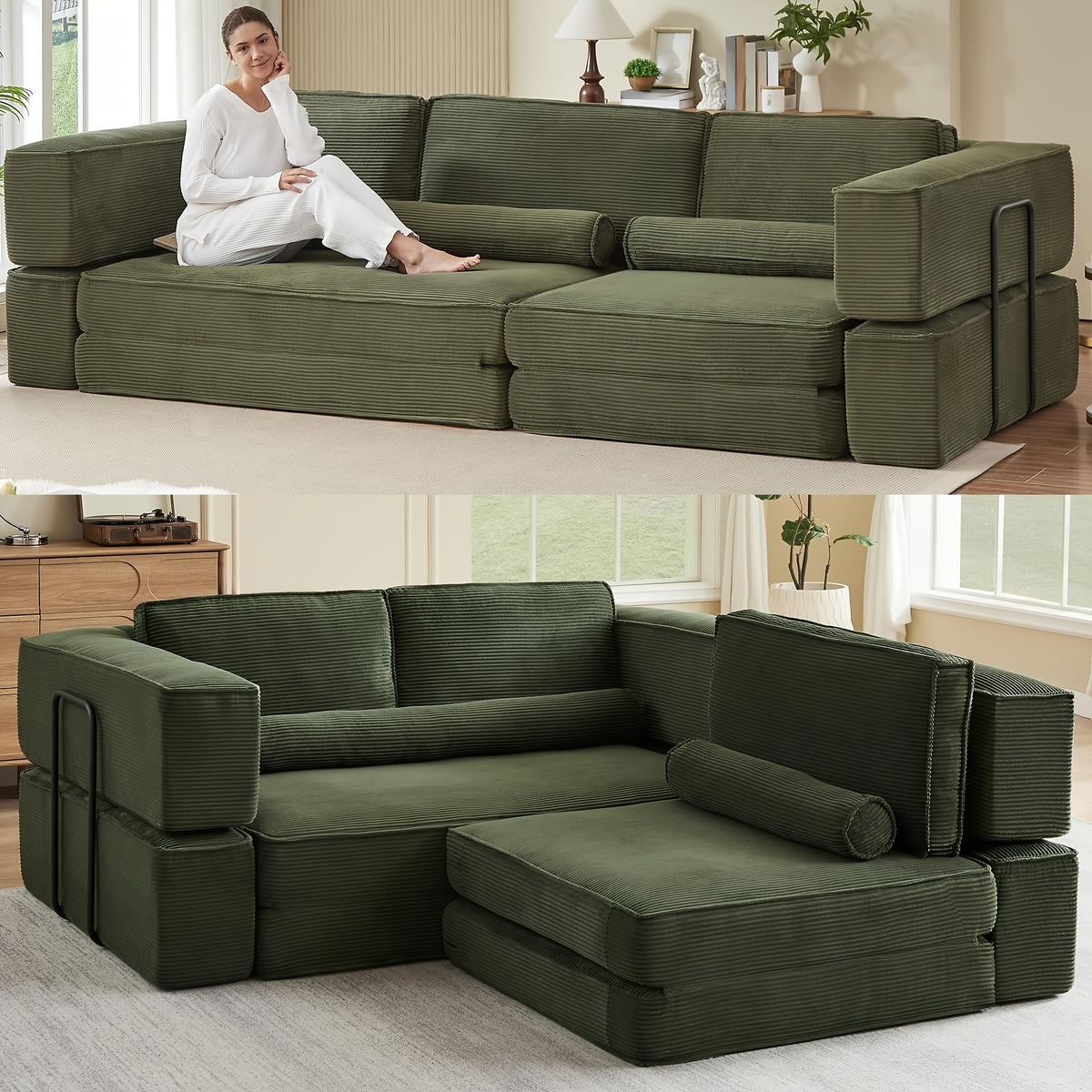 118 8 boneless corduroy futon sofa couch bed metal frame - Temu