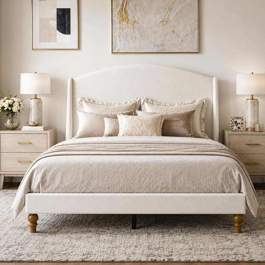 platform bed 51 2 tall wingback upholstered - Temu