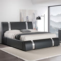 modern faux leather bed frame iron pieces decor low - Temu