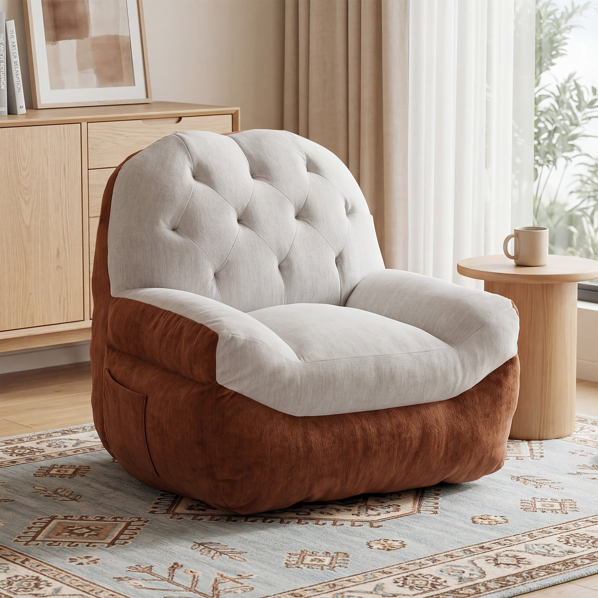 oversized tufted chenille lazy bean bag chair sofa suitable - Temu