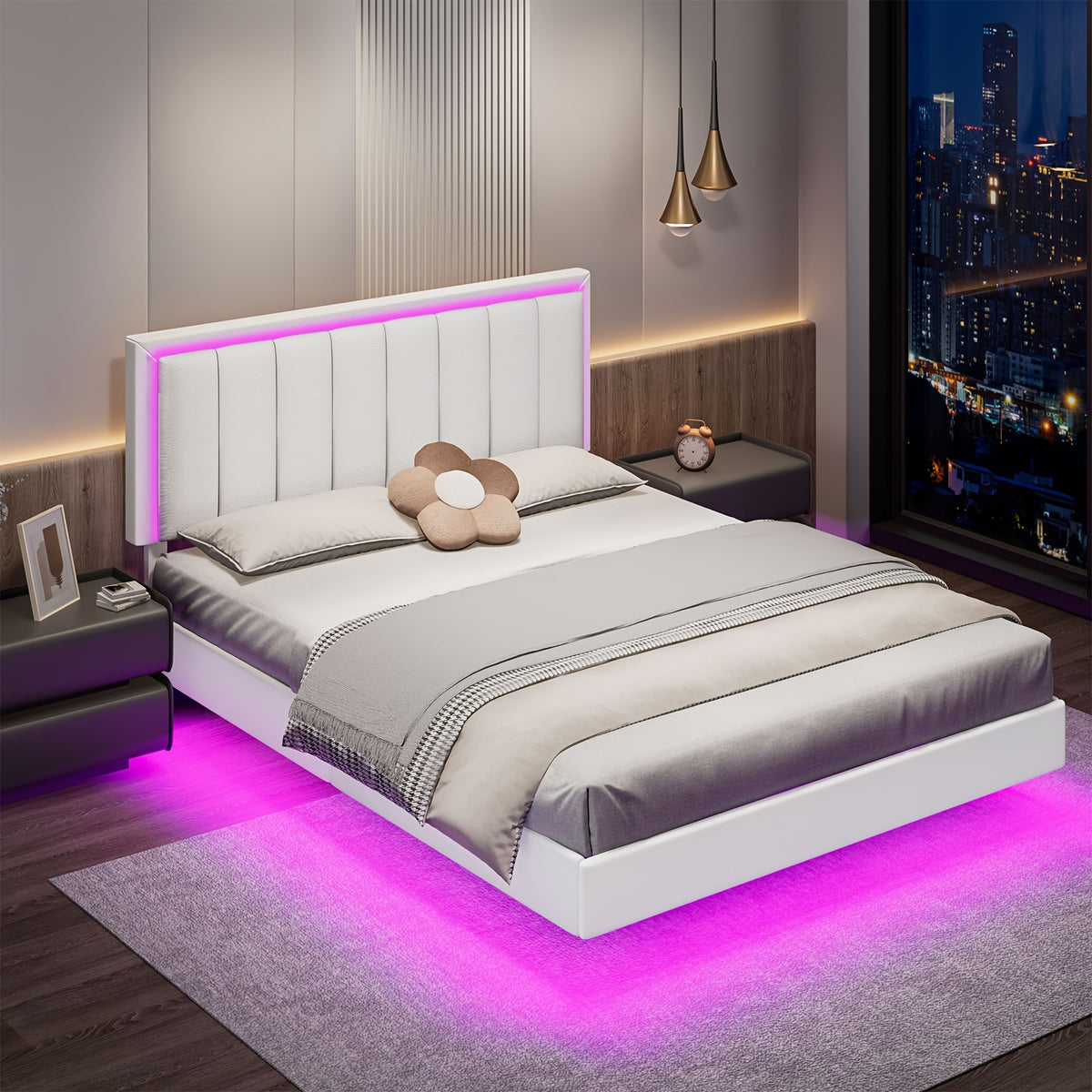 full queen king size floating bed frame led lights - Temu