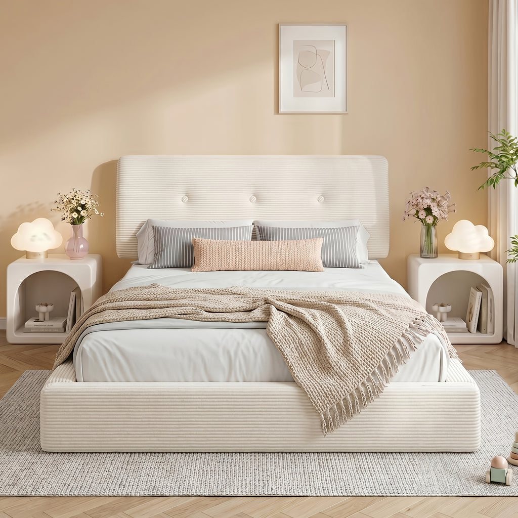 cloud bed frame adjustable headboard upholstered corduroy - Temu