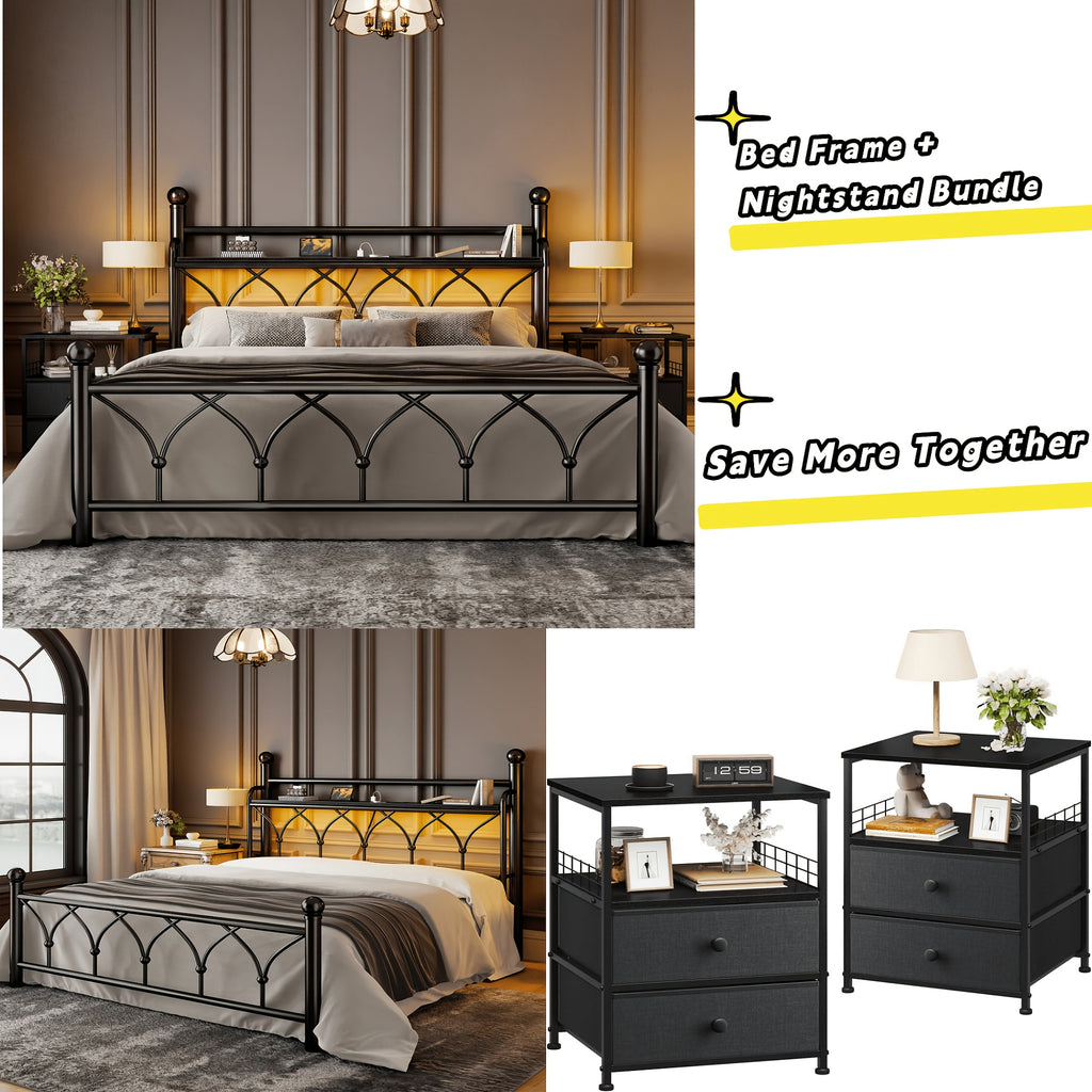 metal bed frame tall storage headboard   - Temu