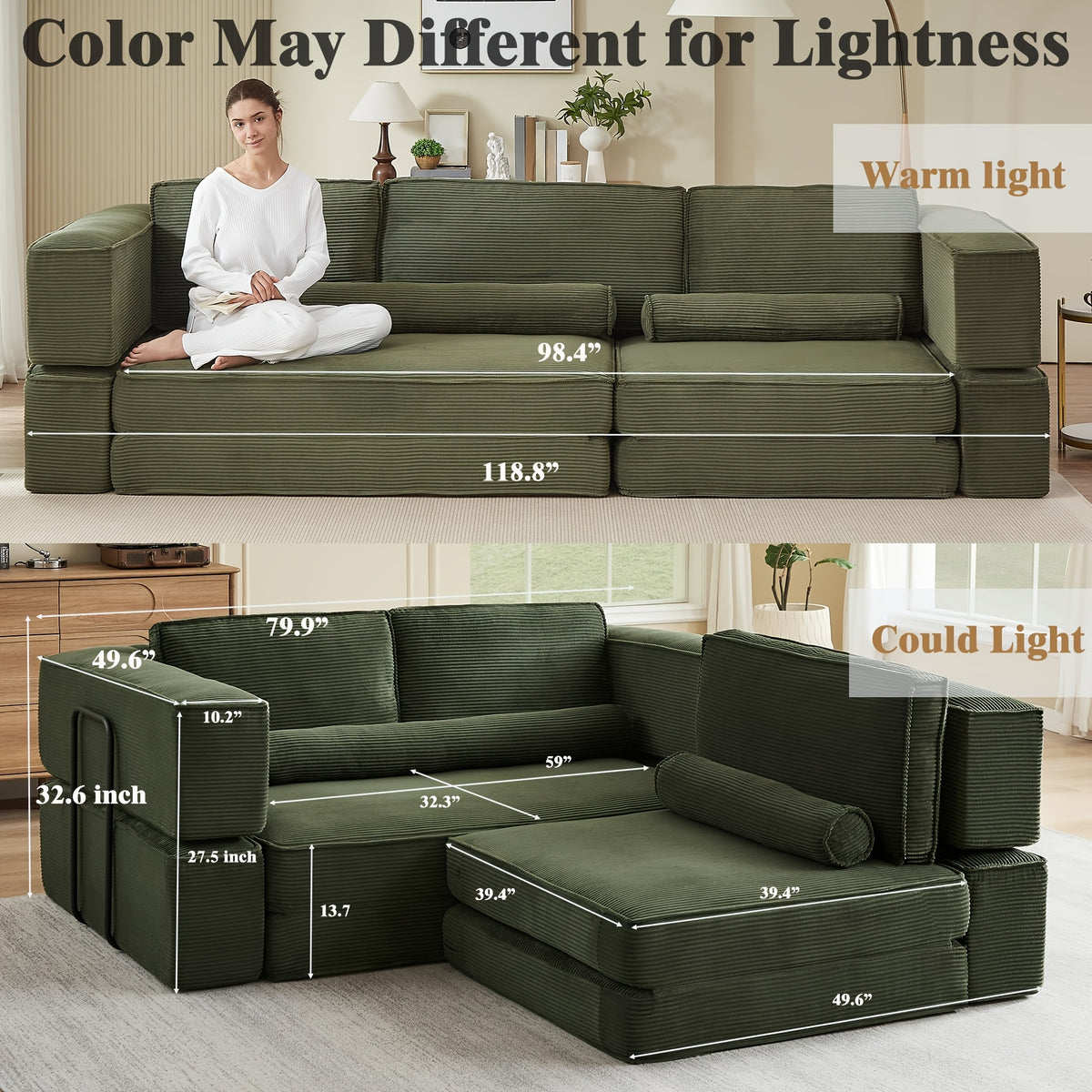118 8 boneless corduroy futon sofa couch bed metal frame - Temu