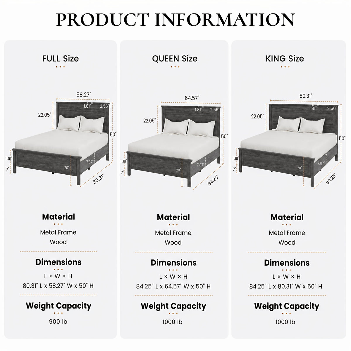 full queen king size farmhouse platform bed frame - Temu