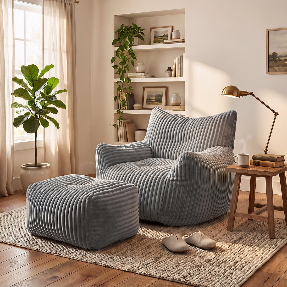 armchair footstool modern single sofa chair lounge - Temu