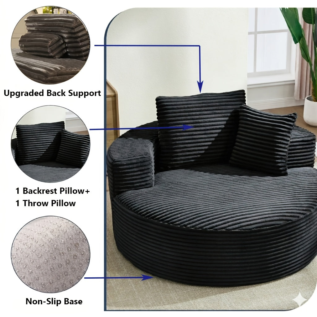 oversized round chaise lounge chair flannel fabric deep seat - Temu