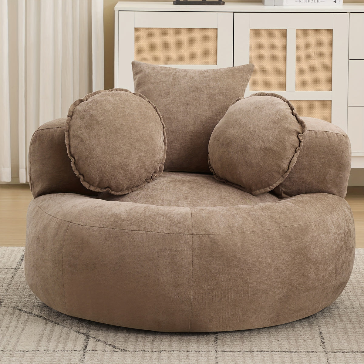 round oversized chair floor sofa chair chenille compressed - Temu