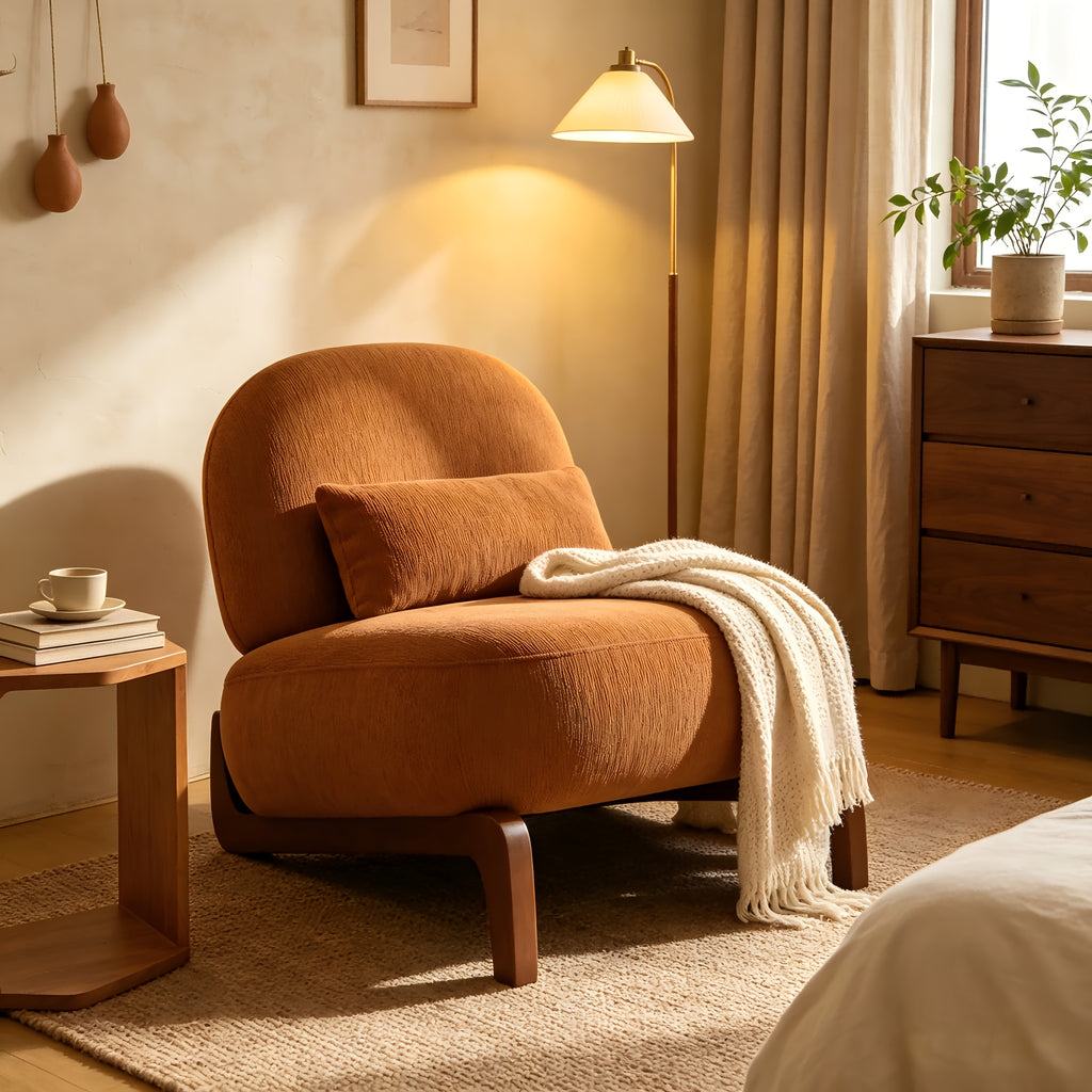 fashionable single person leisure chair solid wood curved - Temu