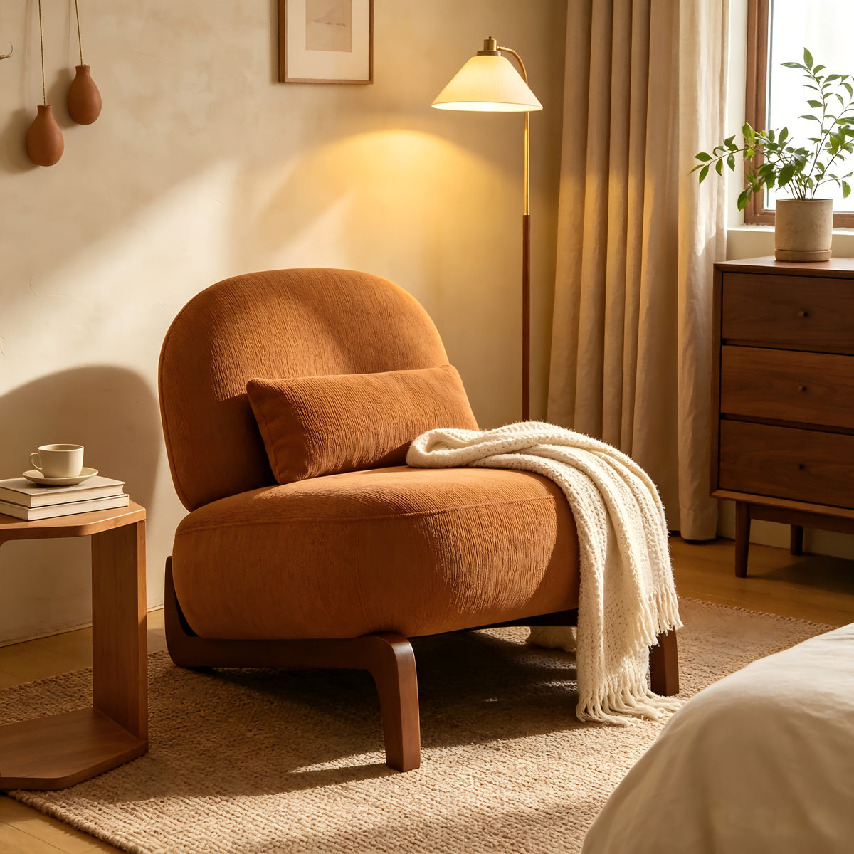 fashionable single person leisure chair solid wood curved - Temu