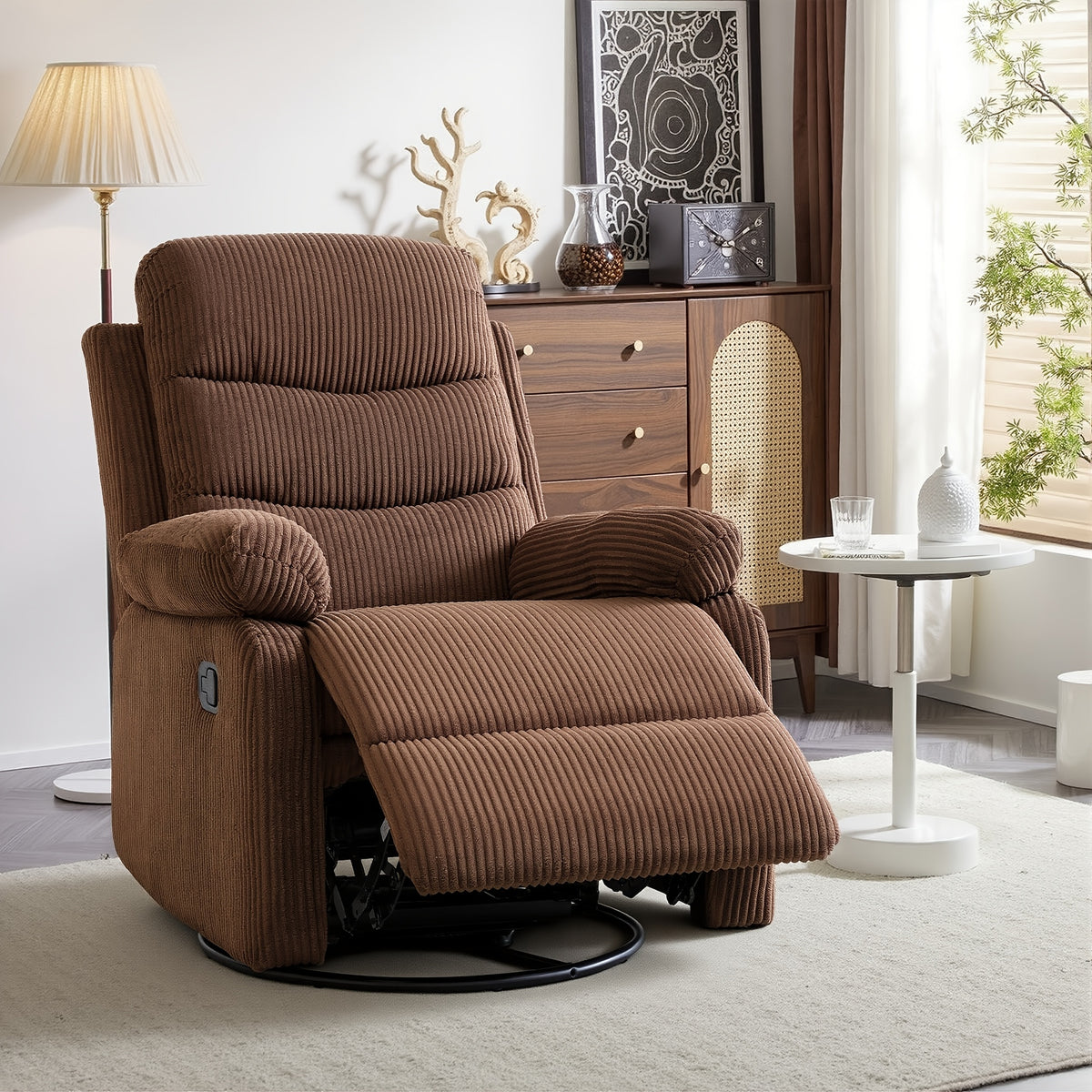 corduroy manual recliner chair high back plush single - Temu