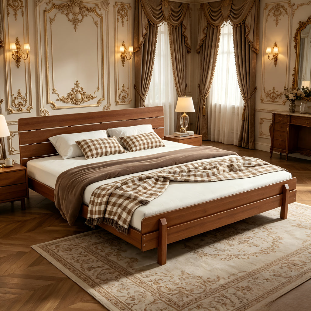 king size bed frame stylish headboard reinforced - Temu