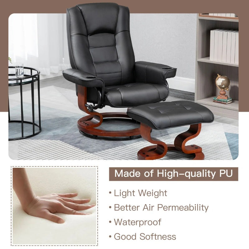 faux leather 360 swivel recliner chair   adjustable pu - Temu
