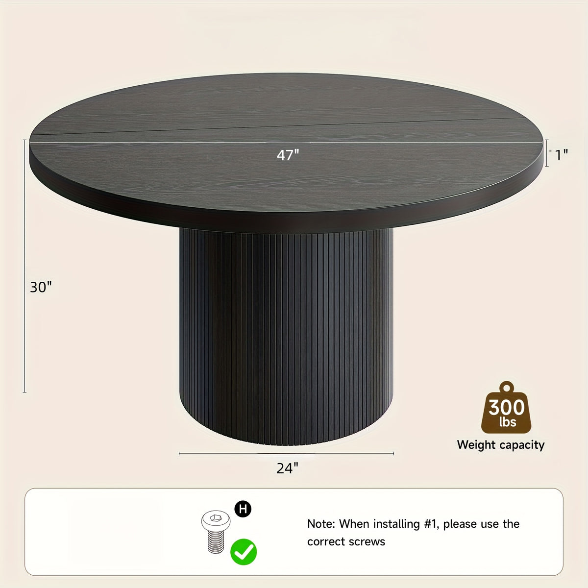 47 inch round dining table 4 circle kitchen table wood strip - Temu