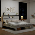 king queen wooden platform bed frame headboard modern - Temu