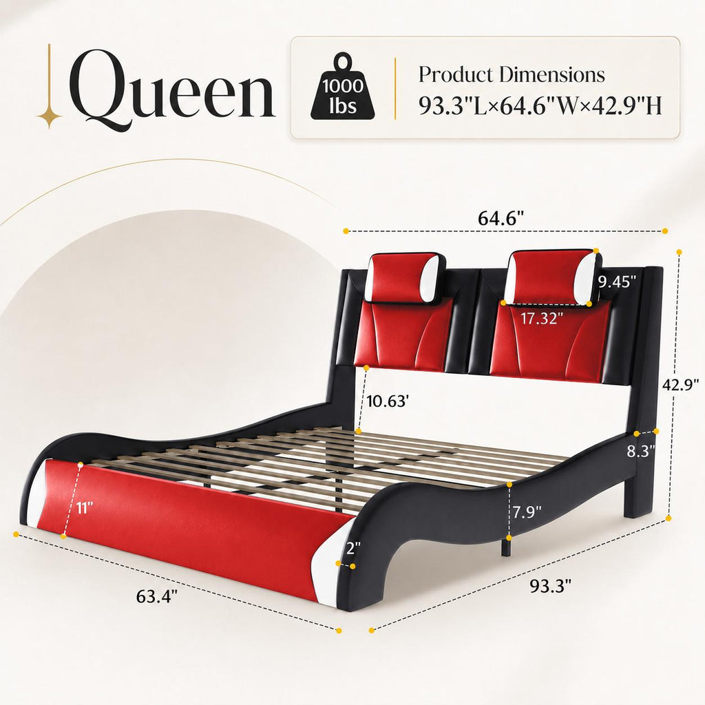led upholstered platform bed racing seat headboard - Temu