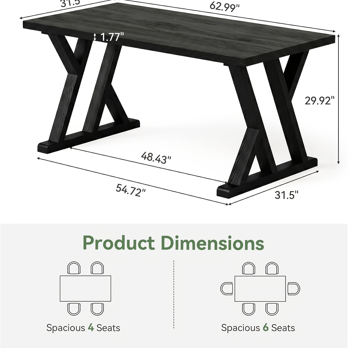black 62 99 inch multi functional rectangular table x shaped - Temu